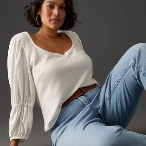 Anthropology Maeve Cream Puff Sleeve Blouse